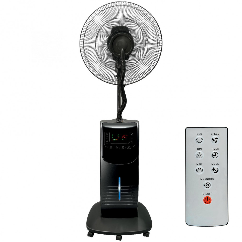 Távirányítós párásító ventilátor, fekete 90 W (135cm)