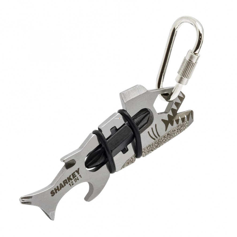 Multifunkcionális kulcstartó karabinerrel, cápa