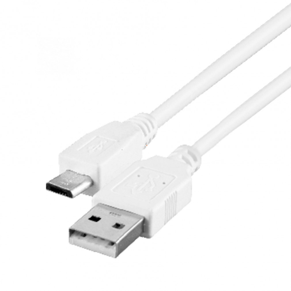 micro USB töltőkábel, 1m, fehér