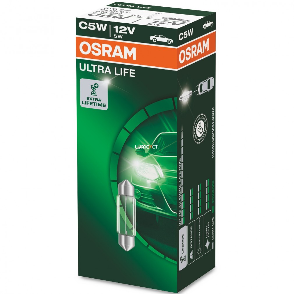 Osram Ultra Life 6418ULT C5W jelzőizzó 10db/csomag Osram Ultra Life 6418ULT C5W jelzőizzó 10db/csomag