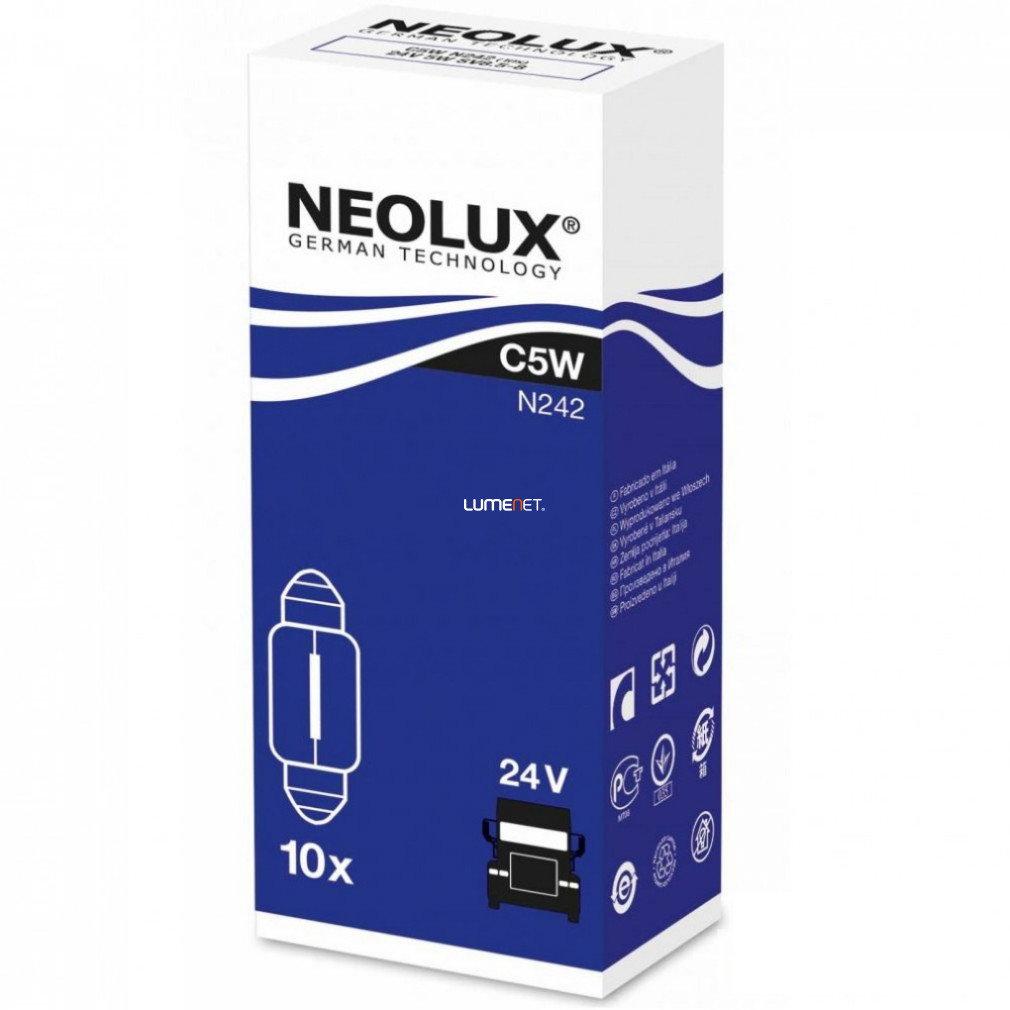 NEOLUX N242 C5W STANDARD 5W 24V SV8.5-8 10db/csomag NEOLUX N242 C5W STANDARD 5W 24V SV8.5-8 10db/csomag