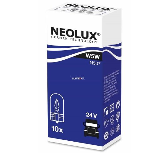 Neolux N507 W5W 24V műszerfal izzó 10db/csomag Neolux N507 W5W 24V műszerfal izzó 10db/csomag
