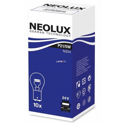 Neolux N334 P21/5W 24V jelzőizzó 10db/csomag Neolux N334 P21/5W 24V jelzőizzó 10db/csomag