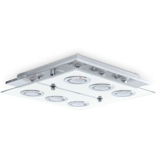 Eglo 30932 mennyezeti lámpa 6xGU10 3W LED kr, szatén üveg szögletes 34x34cm Cabo Eglo 30932 mennyezeti lámpa 6xGU10 3W LED kr, szatén üveg szögletes 34x34cm Cabo