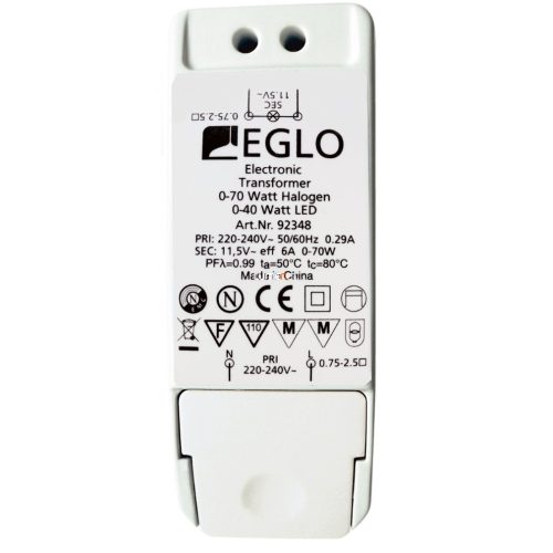 Eglo 92348 Trafo LED és halogén izzókhoz 0-70W 11,5V Eglo 92348 Trafo LED és halogén izzókhoz 0-70W 11,5V