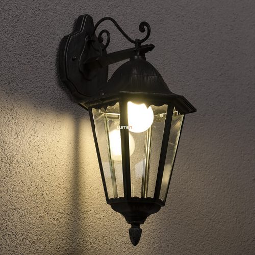 Eglo 93456 Navedo kültéri fali le 1xE27 max.60W 20*47,5*28,5cm alumínium öntvény fekete, átlátszó üveg IP44 Eglo 93456 Navedo kültéri fali le 1xE27 max.60W 20*47,5*28,5cm alumínium öntvény fekete, átlátszó üveg IP44
